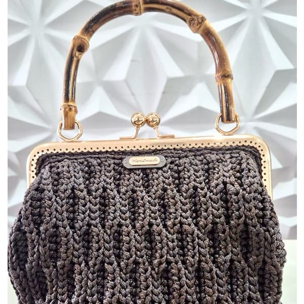 Fecho da Vovó Com Alça de Bambu Moldura Para Bolsa de Crochê 20Cm - Und