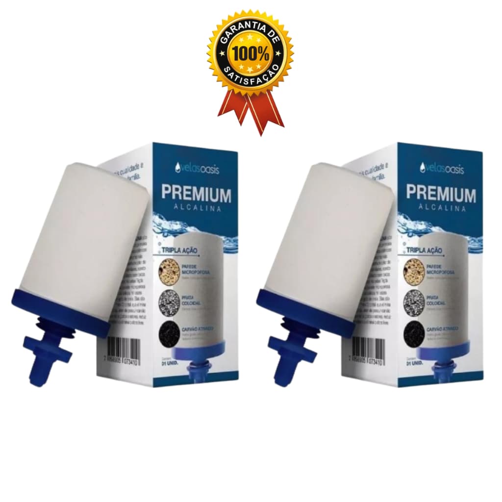 Vela Filtro De Barro Tripla Ação Carvão Ativado Prata Coloidal  Alcalina  - kit 2 unidades Refil