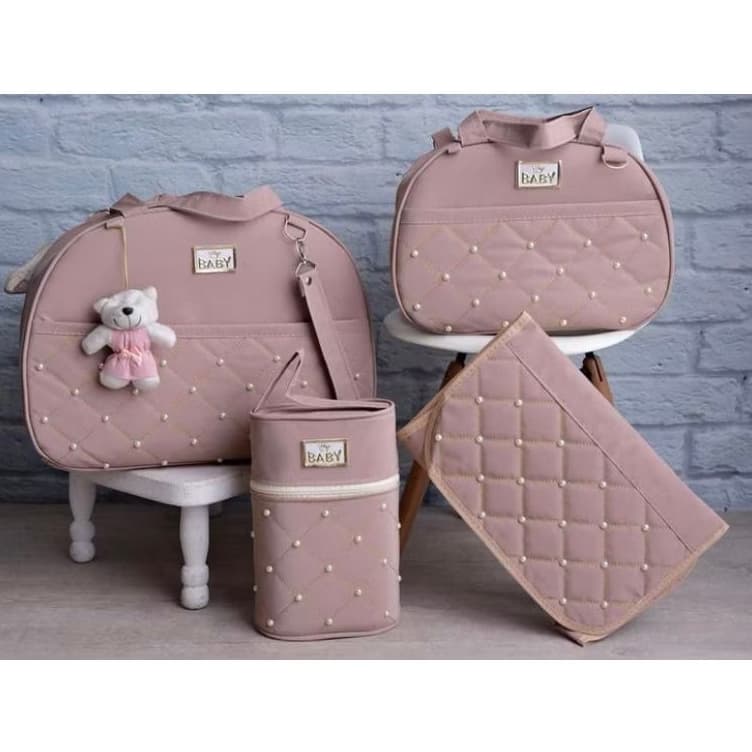 Kit Bolsa de Maternidade 4 peças Mala para Bebê l Material Térmico Impermeável