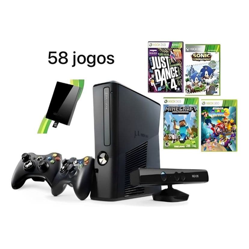 Xbox 360 com 2 controle Kinect HD 250gb e jogos