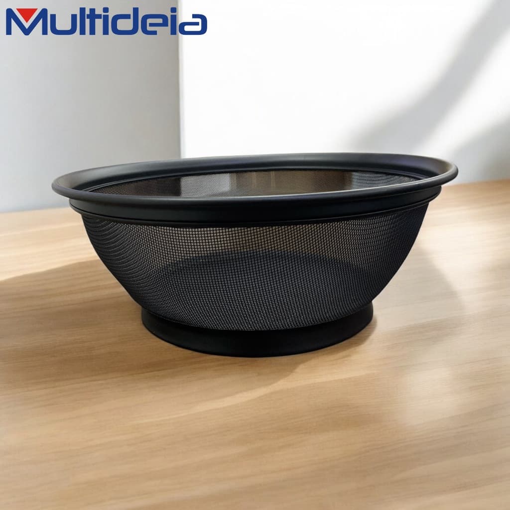 Cesta Escorredor de Alimentos Frutas Macarrão Preta Inox