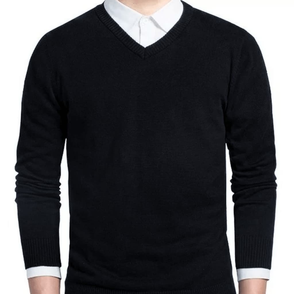 Suéter Blusa Casaco Tricot Masculino Gola V Uniforme
