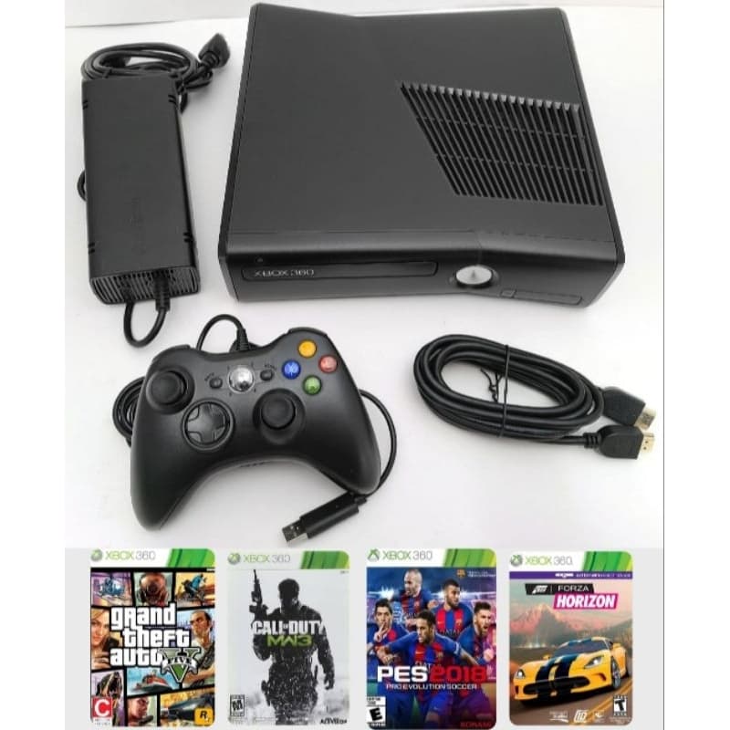 Xbox 360 Slim Desbloqueado + 3 Jogos Mídia Física