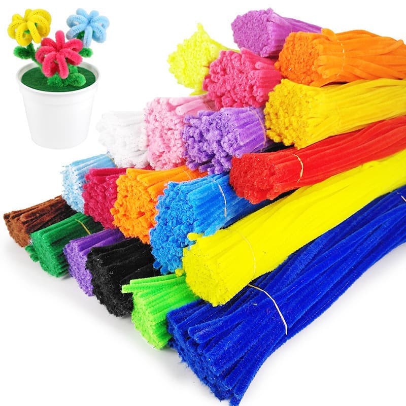 100 Haste de Chenille Limpador de Cachimbo Fios Artesanato 30cm