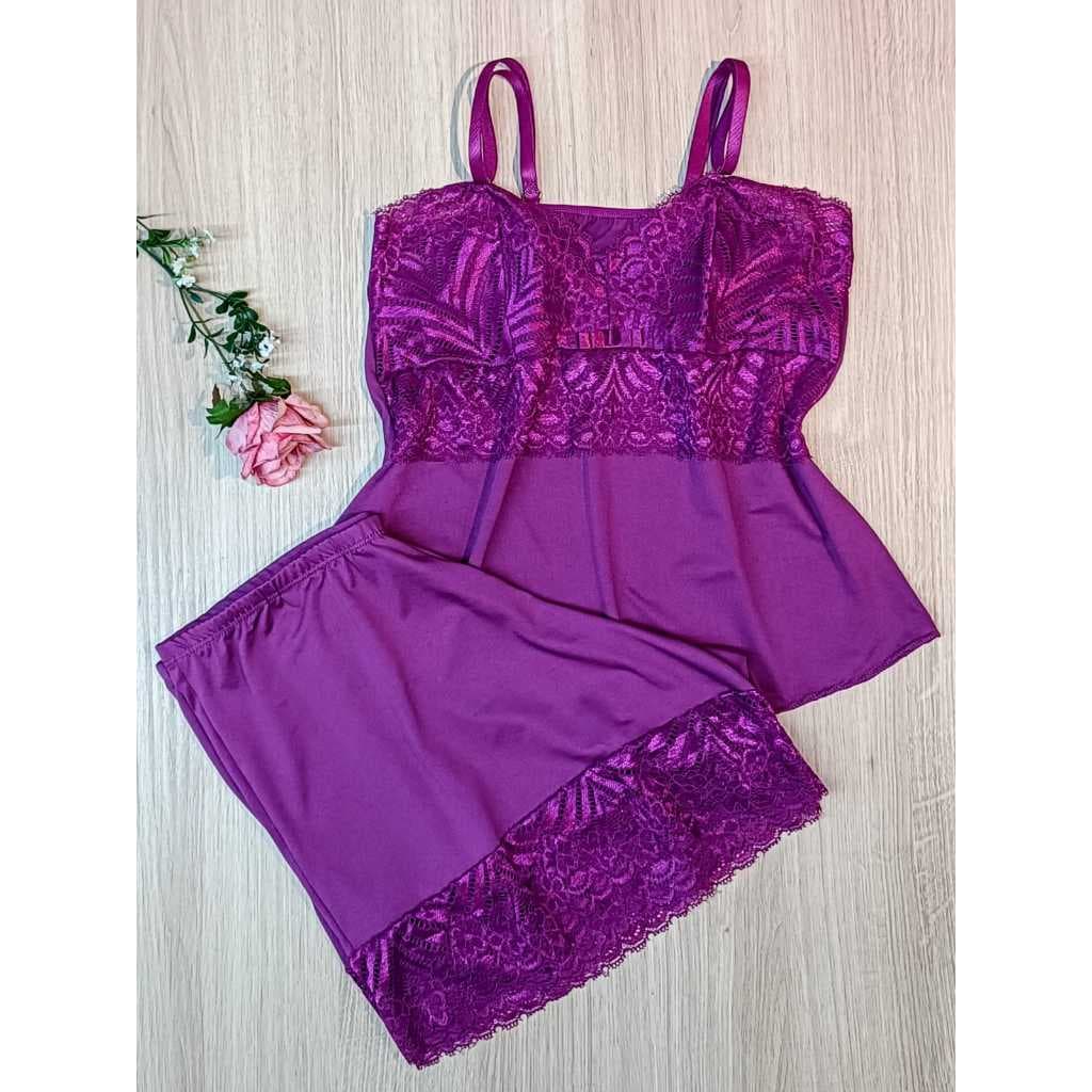 Baby Doll Microfibra Renda Conforto Sem Bojo Forrado Pijama Short Doll - 351