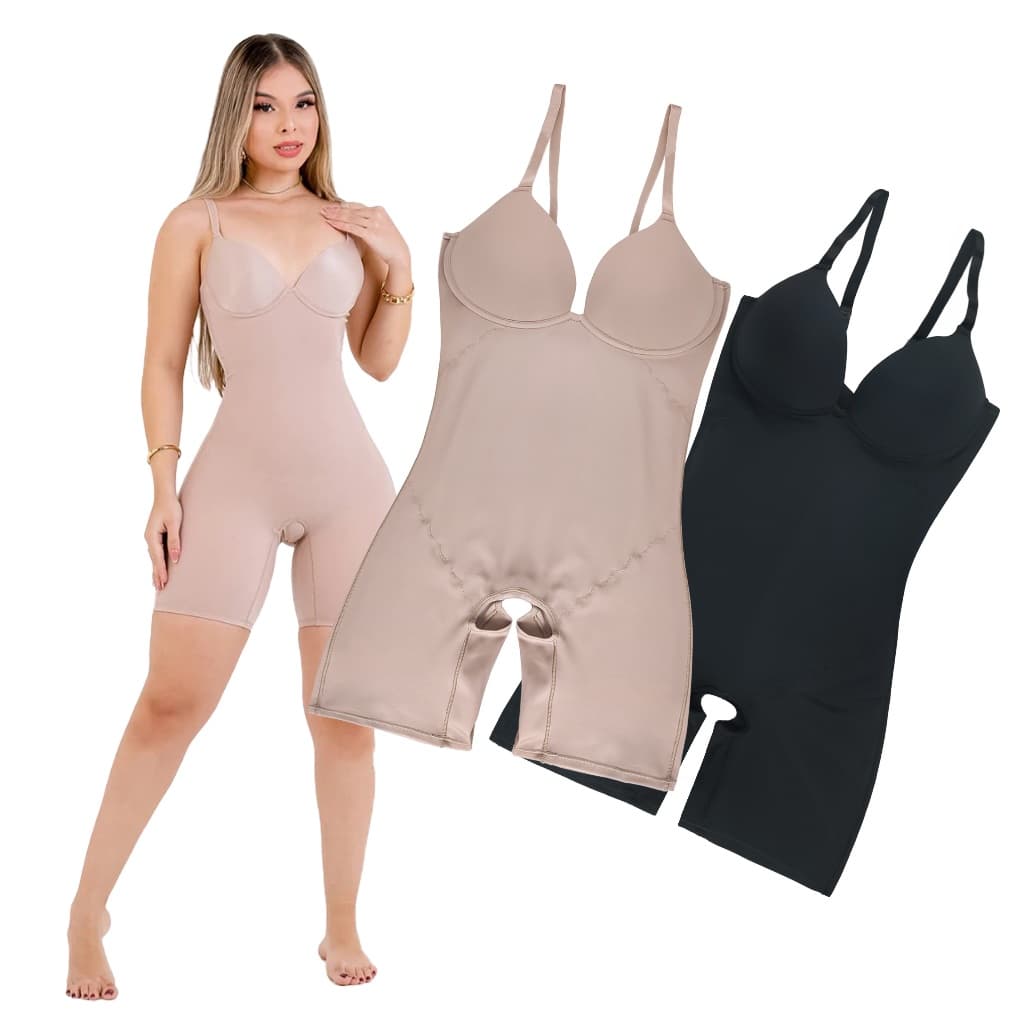 Macaquinho Modelador Plus Size Compressão Em Cetinete Bori Cintas Redução De Medidas