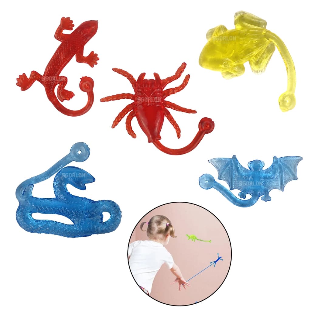Kit 5 Bichinhos Pegajosos Que Gruda Na Parede Brinquedo