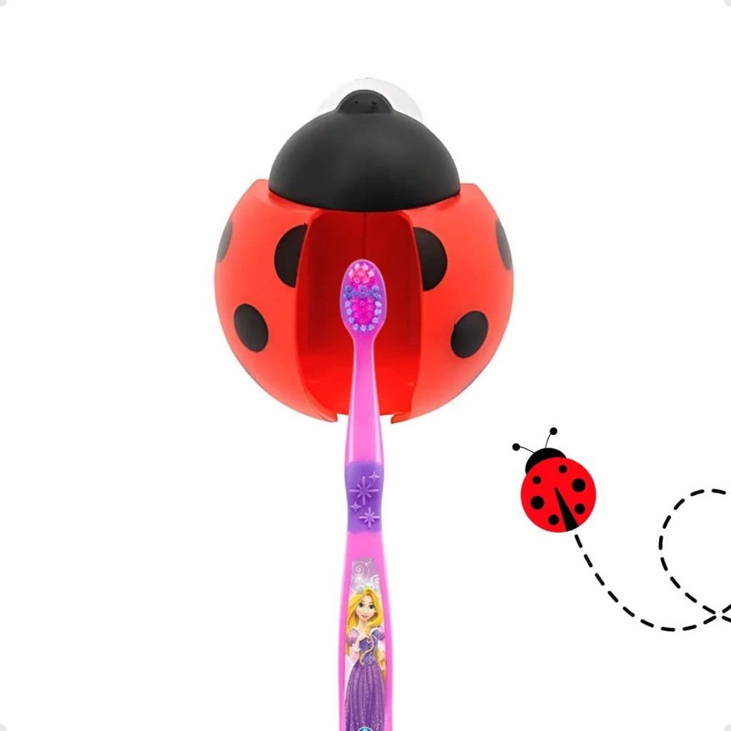 Suporte de Escova Parede Porta Escova de Dente Infantil Joaninha