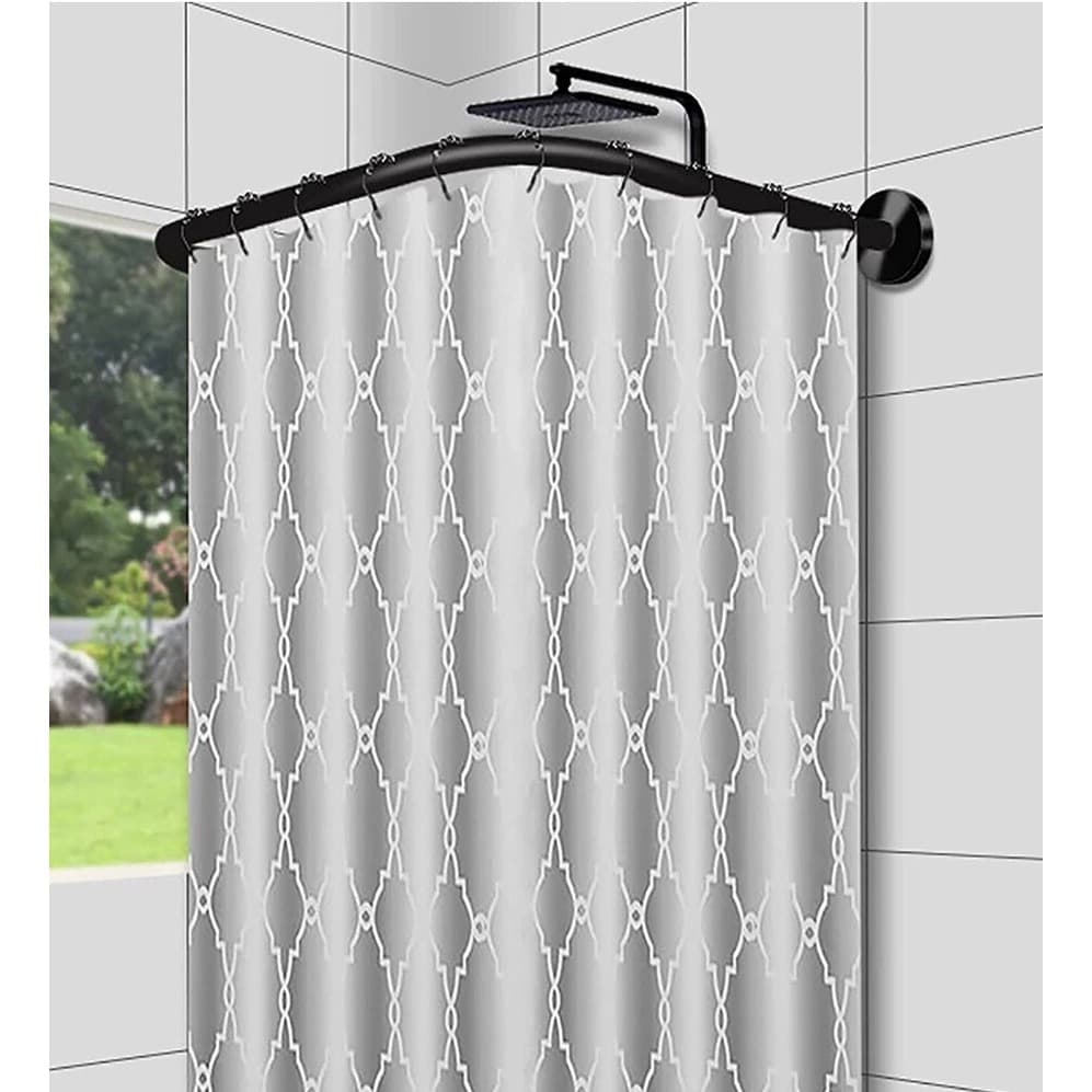 Suporte Cortina Box Alumínio Banheiro Varão Tubo Curvo Aço Em L