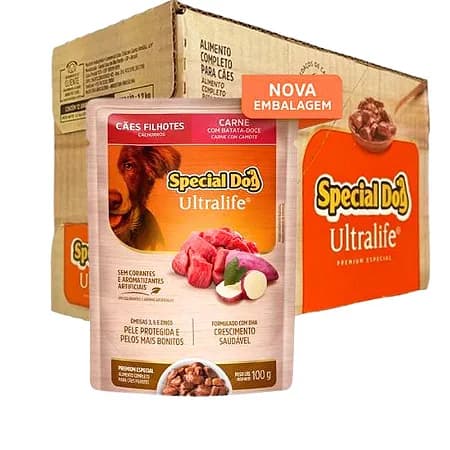 Caixa com 12 Sachês de Ração Úmida para Cães Special Dog Ultralife ou Kit com 24 Unidades - Envio Rápido