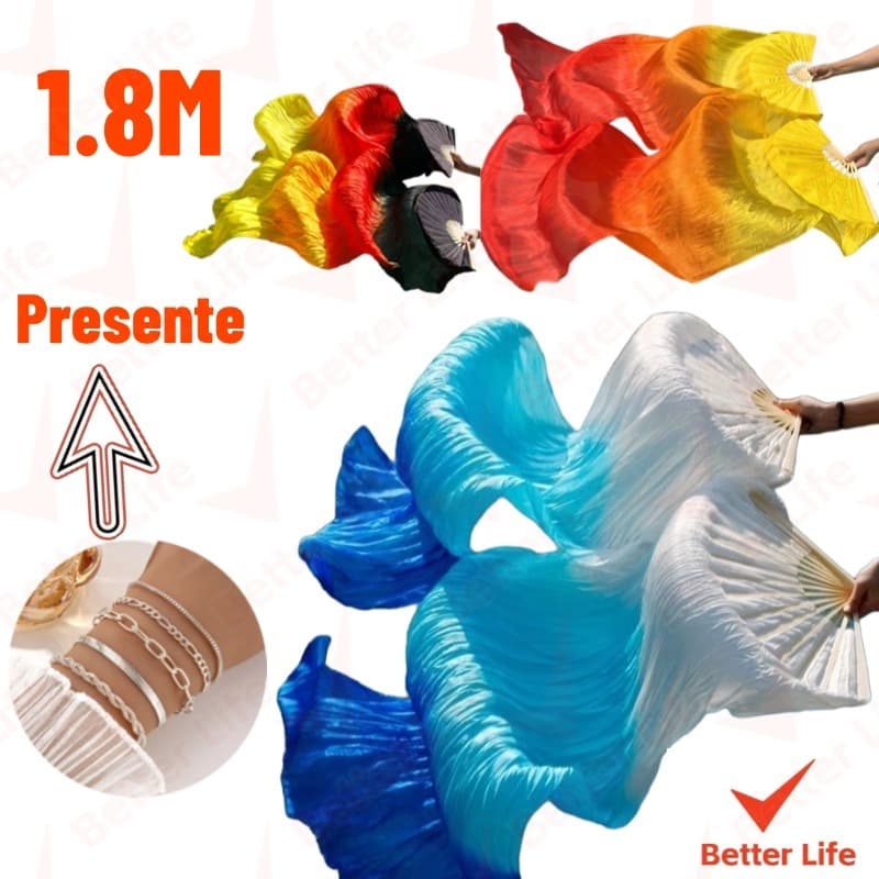 Ventiladores De Dança Do Ventre Véu De Bambu Ventilador De Seda DIY 1.8M -BT