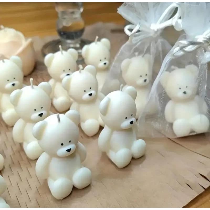 Kit 50/70/80/100 Mini velas em formato de ursinho aromatizada lembrancinhas batizado/ com essência