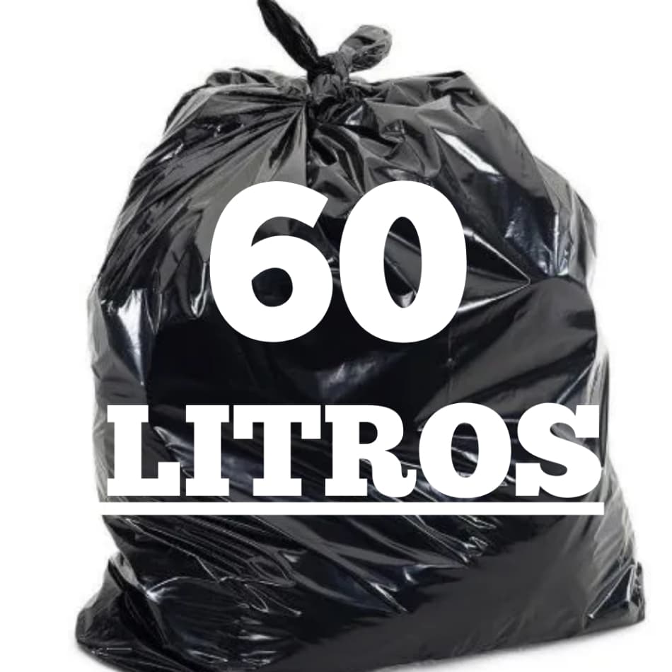 Saco de Lixo 60 Litros Preto c/100 Unidades