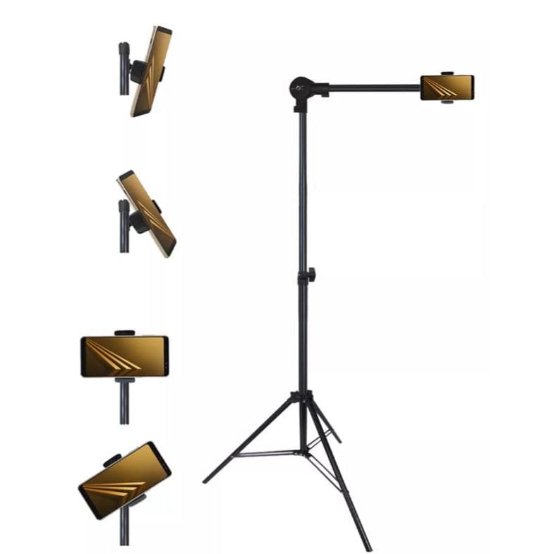 PCR_CAMA - TRIPÉ GIRAFA SUPORTE CELULAR - GRAVE SEM AS MÃOS BRAÇO DE 30 CM ÂNGULO E ALTURA AJUSTÁVEL