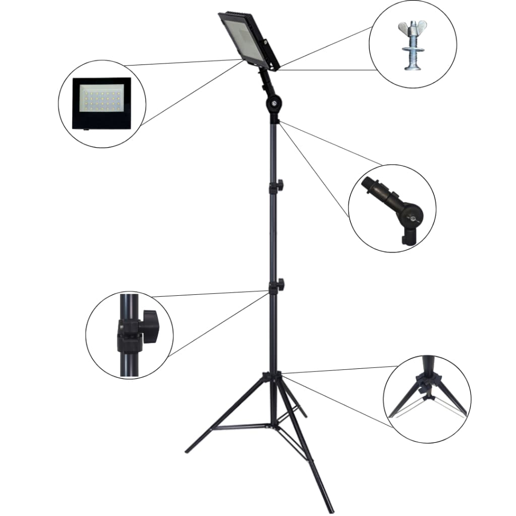 PHR_W50 - TRIPÉ COM REFLETOR DE 50W PRONTO PARA USO - AJUSTÁVEL E RECLINÁVEL