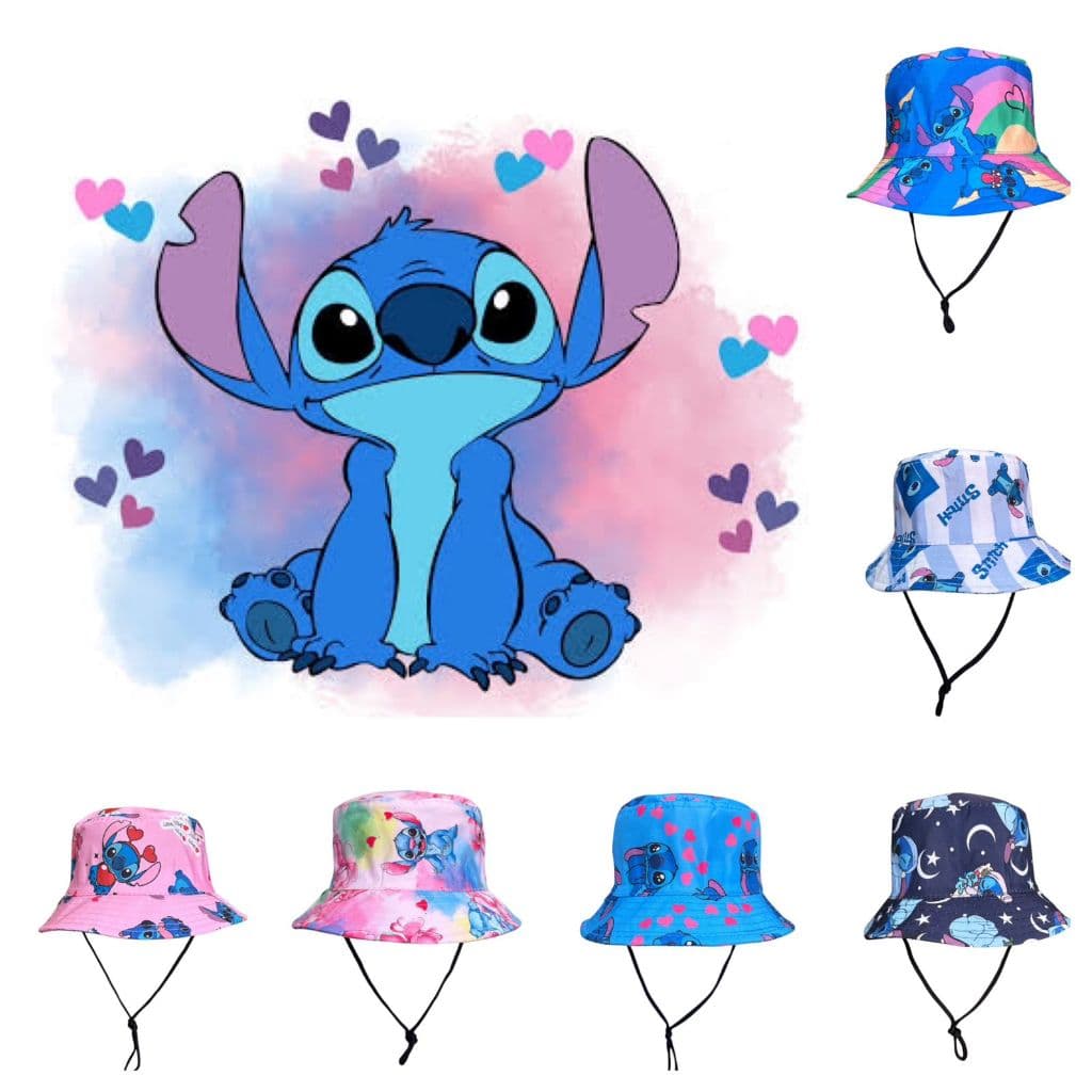 Chapéu Bucket  Hat Ohanna Lilo Stitch Infantil Cata Ovo Proteção Solar Unissex Com Ajuste 2- 4 Anos
