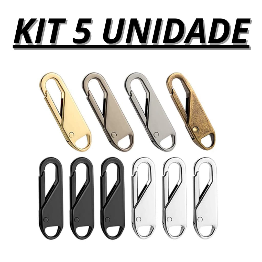 Kit 5 Puxador Metal De Zíper Universal Mochila Bolsa Carteira