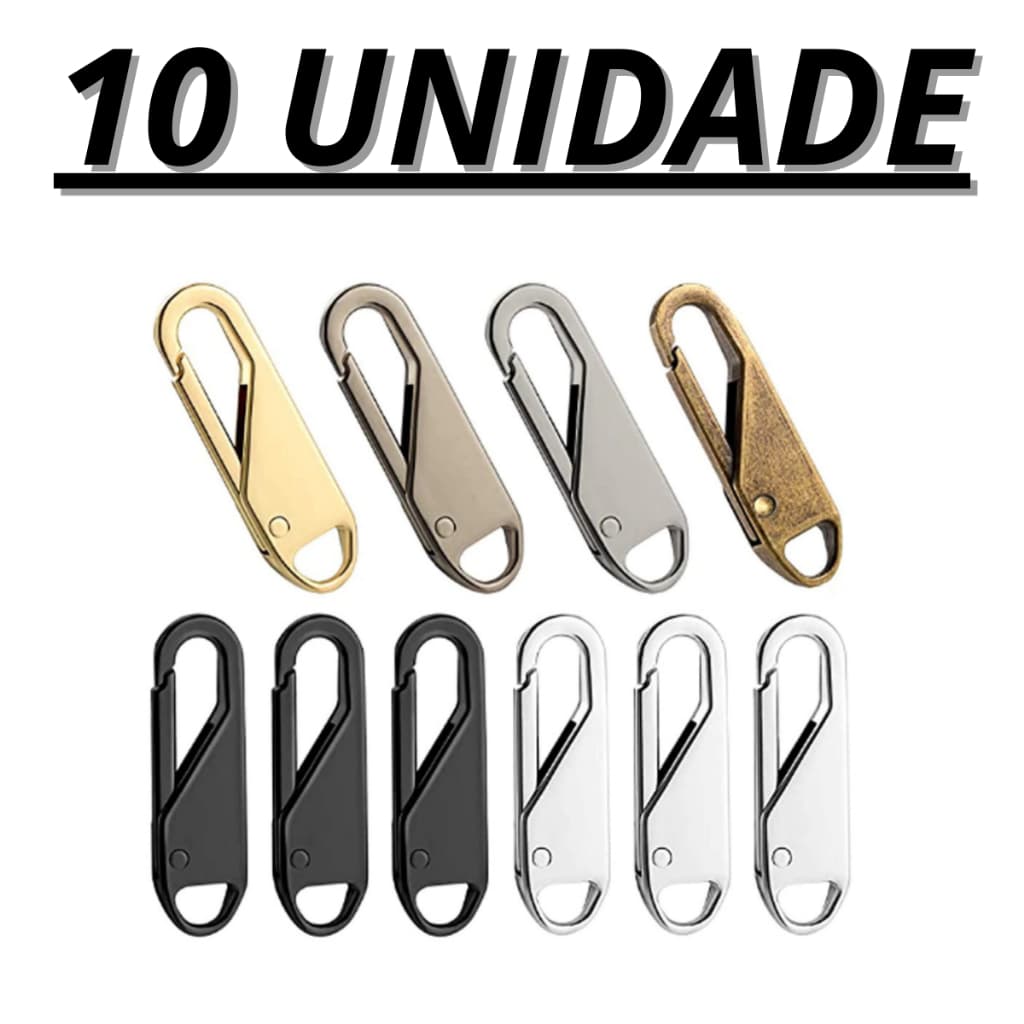 Kit 10 Puxador Zíper Universal Metal Deslizante Mochila