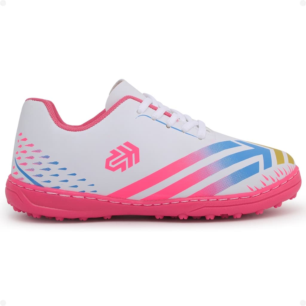 Chuteira Feminina Infantil Society Grama Sintética Solado com Cravinhos Costurada Resistente