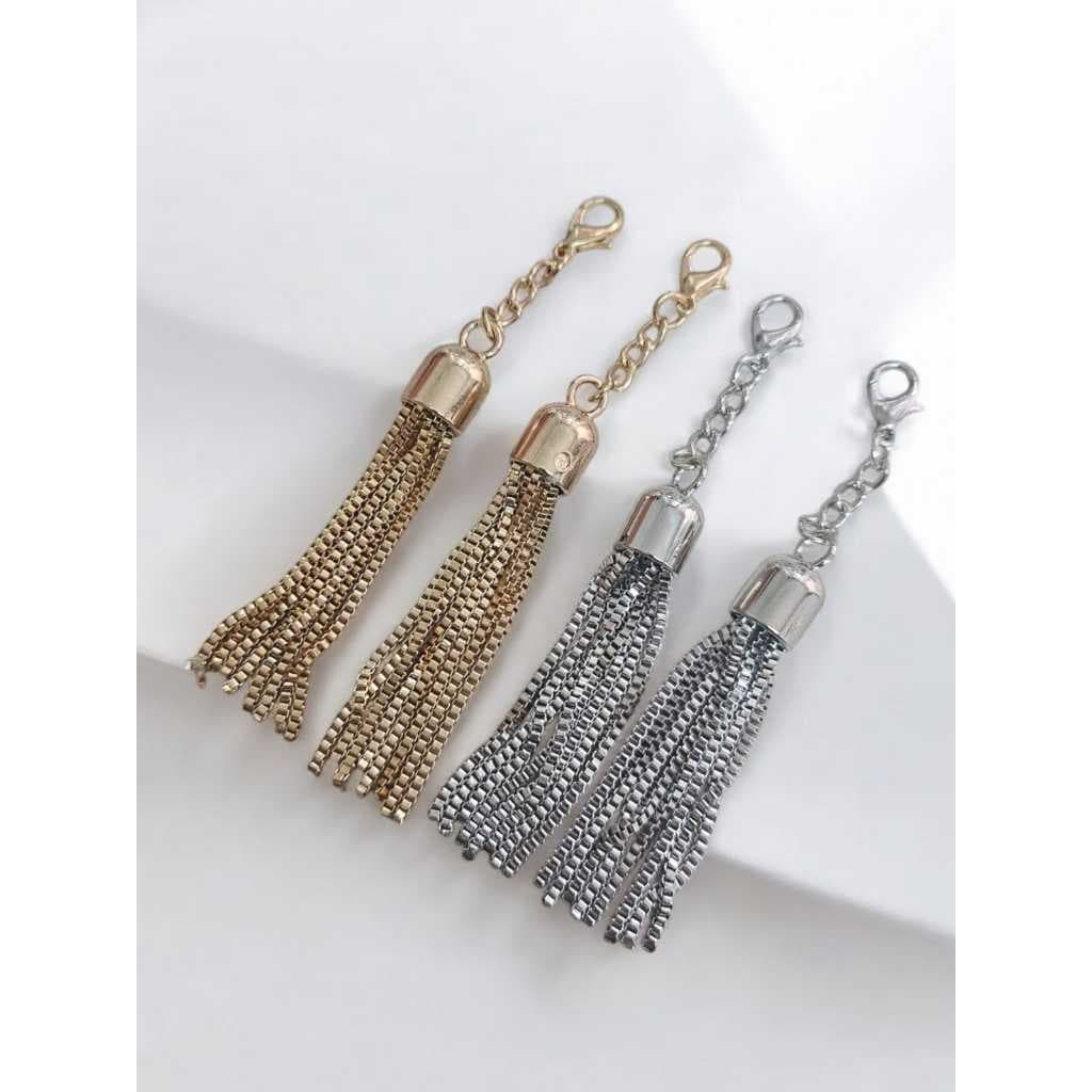 Par de Tassel de Metal para bolsas,carteiras,mochilas,colares,chaveiros,bolsa de croche