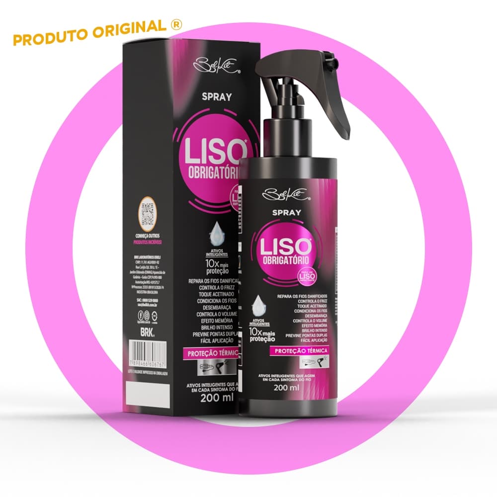 Spray Finalizador Liso Obrigatório 200ml - Proteção térmica, reconstrução e finalizador capilar