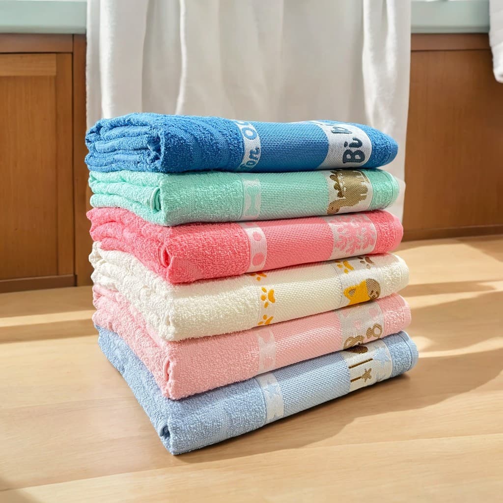 Kit 5 Toalhas de Banho Kids Infantil Para Bordar Ponto Cruz 100% Algodão Toque Mágico Toalhas