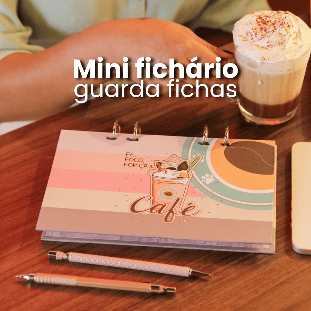 Mini fichário guarda fichas para resumo - 50 fichas - 180 gramas