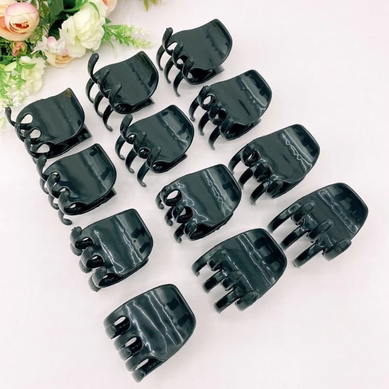 Kit com 36 piranhas tridente prendedor de cabelo cores preta e transparente