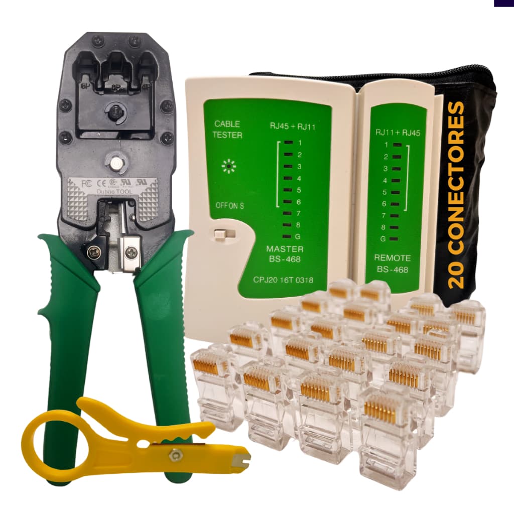 Alicate Crimpar Rj45 Rj11 Testador Cabos Rede 20 Conectores