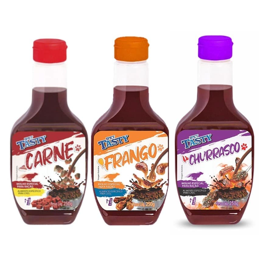 Kit 3un Molho Especial Para Ração Cães Cremoso iPet Tasty 250g