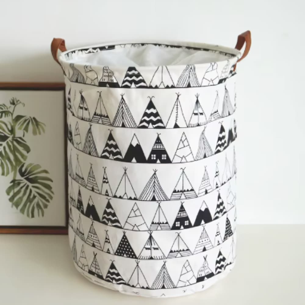 Cesto De Roupa Suja Saco Organizador Multiuso Dobrável Tecido Impermeável com Estampa 40L