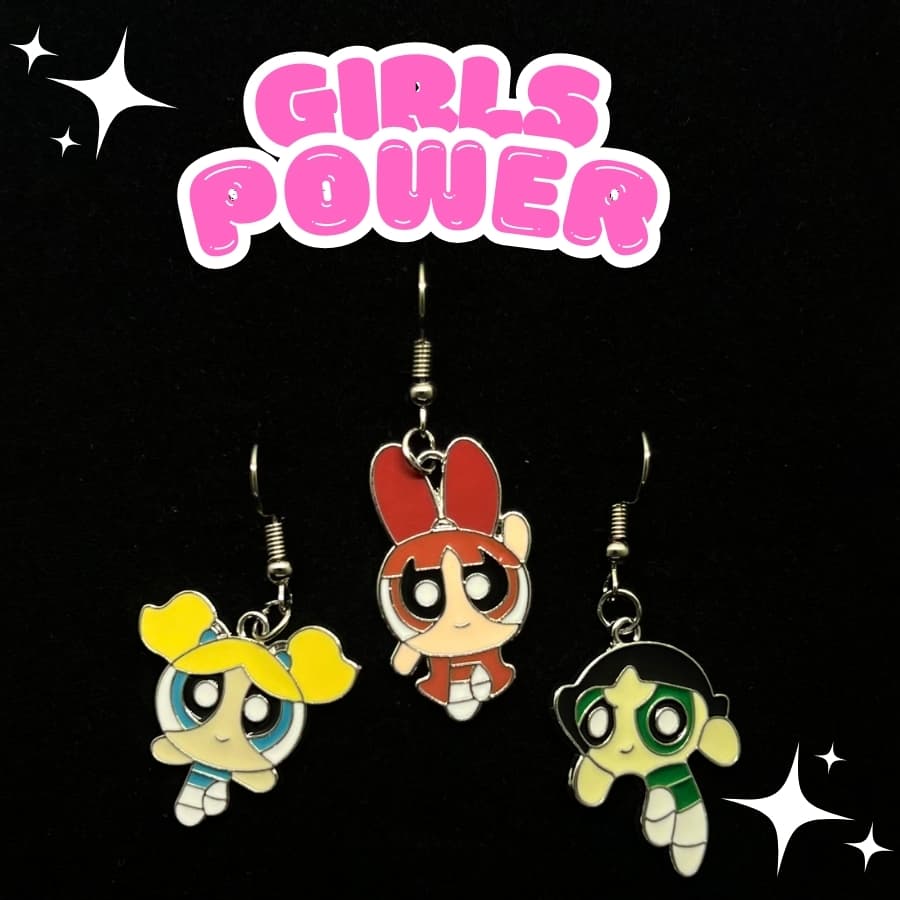 Par de Brincos Meninas Super Poderosas Bijuterias Alta Qualidade