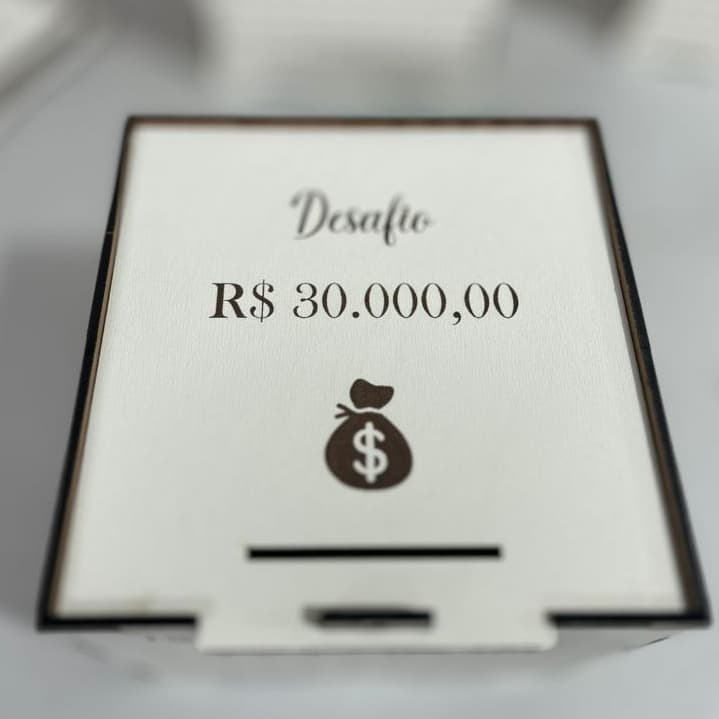 Cofre para guardar dinheiro Desafio dos 250 Depósitos: Junte R$30.000,00
