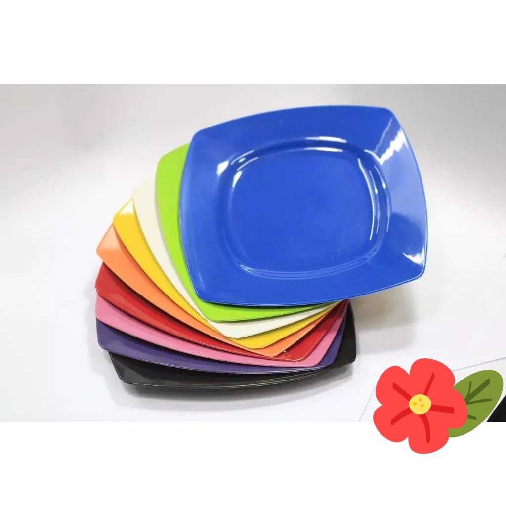 Prato Sobremesa Quadrado Varias Cores; Kit 5,8,10,12,16 ou 20Pratinhos(Plástico).Café/Lanche.