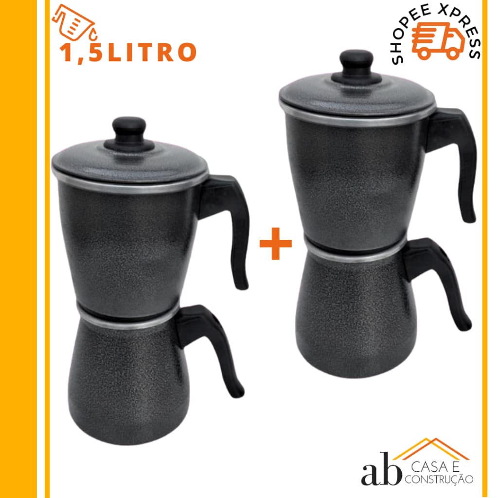 Kit Cafeteira Italiana de Alumínio Craqueda 1,5 litro