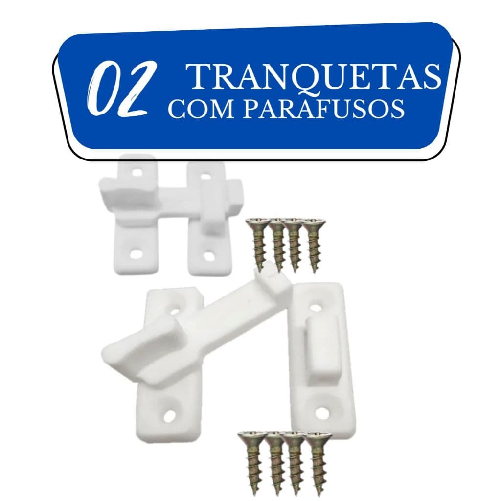 Trinco Fecho Tranqueta Plástica 2 peças P/ Portas Sanfonadas e Janelas