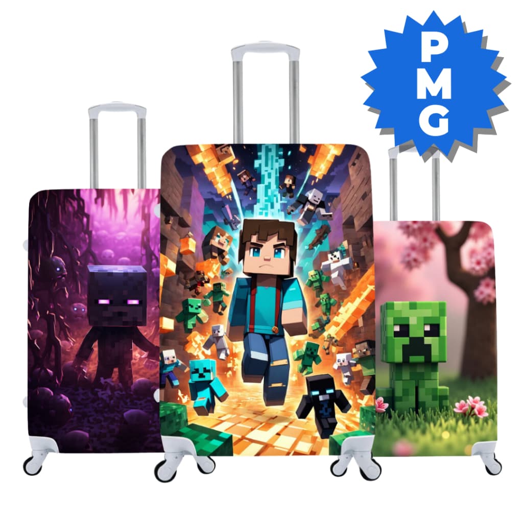 Capas de Mala Minecraft Viagem Protetora Diversas Estampas