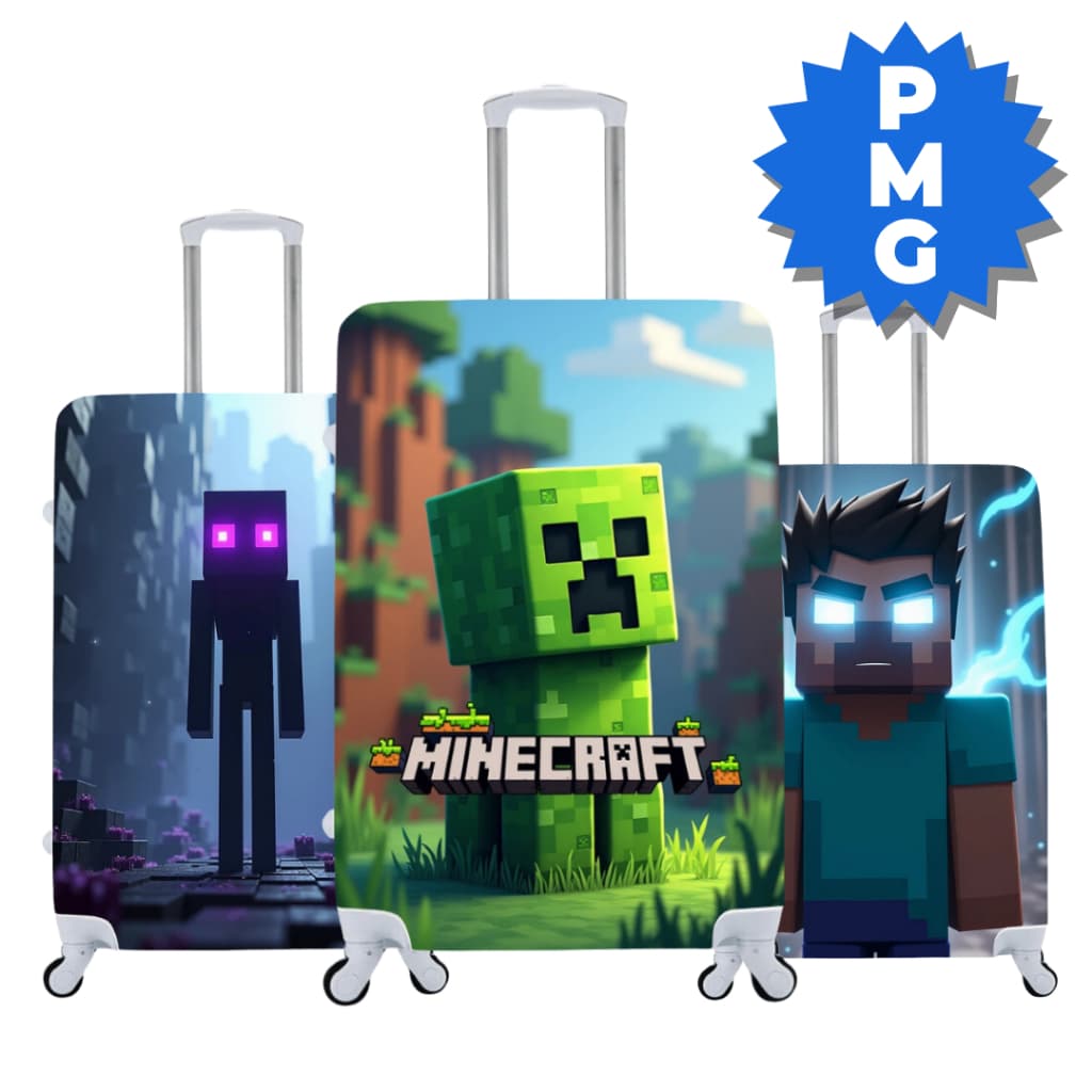 Capas de Mala Minecraft Viagem Protetora Diversas Estampas (1)