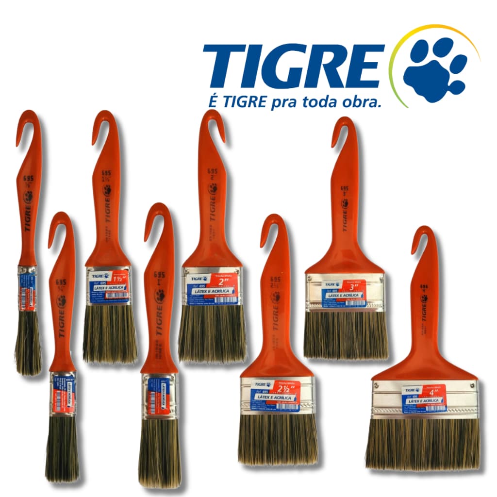 Trincha Pincel Pintura Parede Látex Acrílica Tigre Profissional Artesanato Detalhamento Automotivo