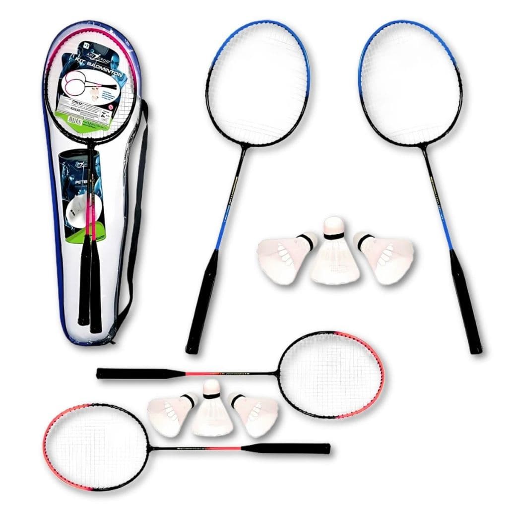 Kit Badminton 2 Raquetes + 3 Petecas C/ Bolsa Kit Completo
