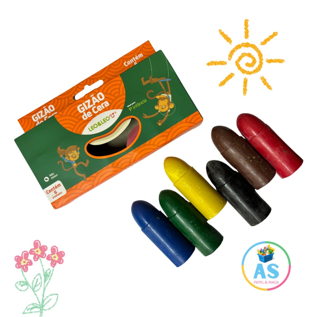 Gizao De Cera Meu Primeiro Giz 6 Cores - Leoeleo -papelaria