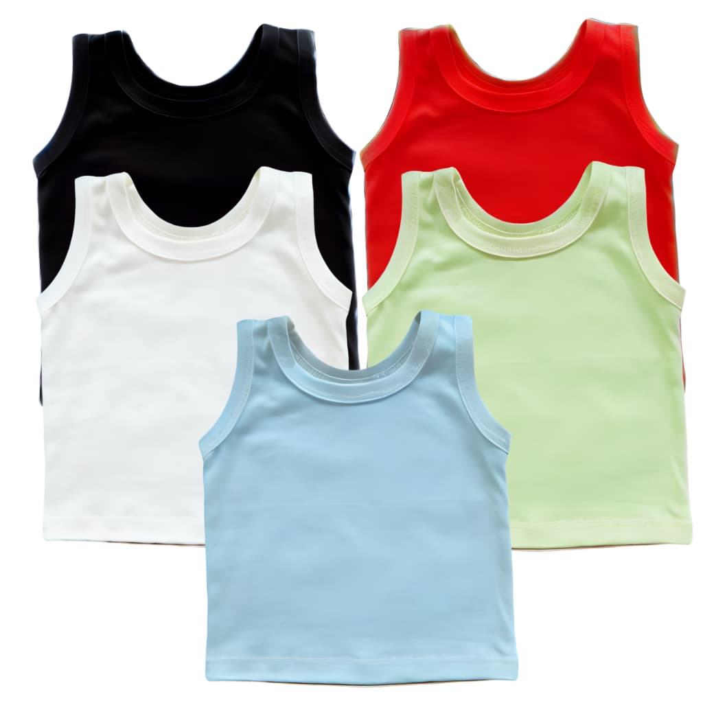 Kit 5 Camiseta Regata Infantil Blusa Bebê Menino Menina 100% Algodão Lisa Masculina Feminina