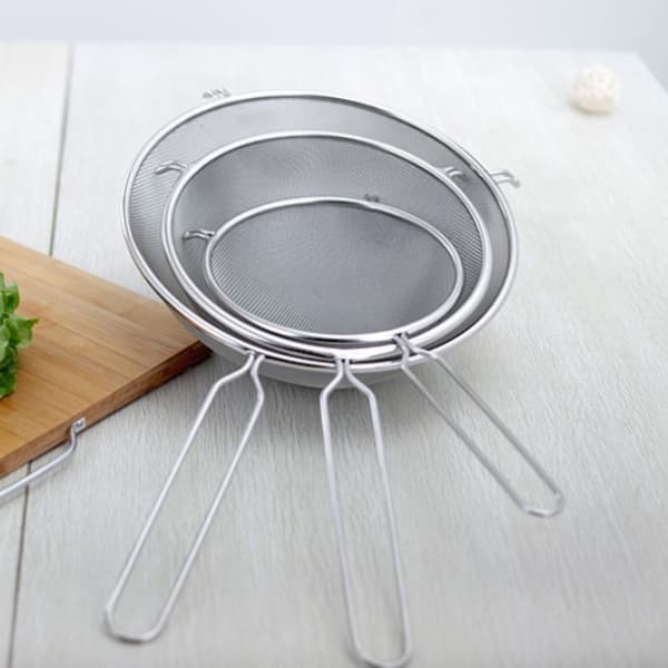 3 Ppçs Peneira Coador Em Aço Inox Para Cozinha 3 Tamanhos P M G 8/10/12CM