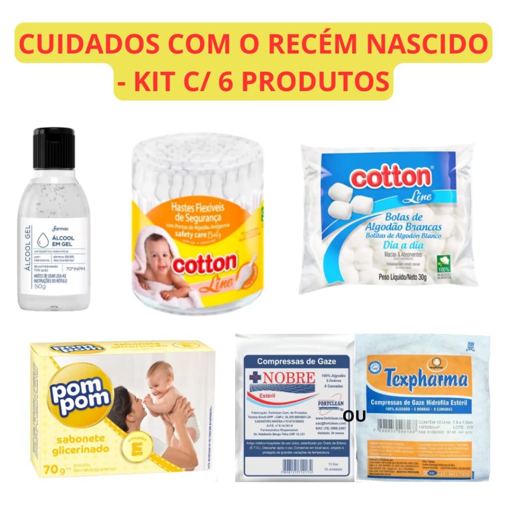 Kit Bebê Recém Nascido Cuidados Do Bebê Com 6 Produtos