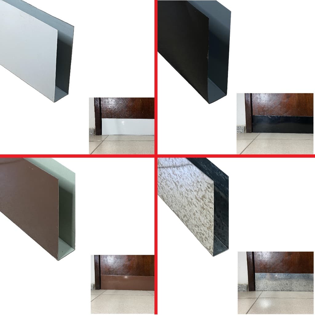 Salva Porta 3,5cm x 10,5cm Altura Fabricado em Aço Galvalume Pintura Eletrostática Tapa Frestas