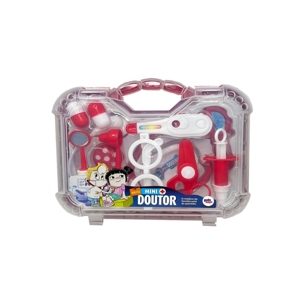 Maleta Médica Grande Doutor E Doutora 12 Peças Infantil Vermelha