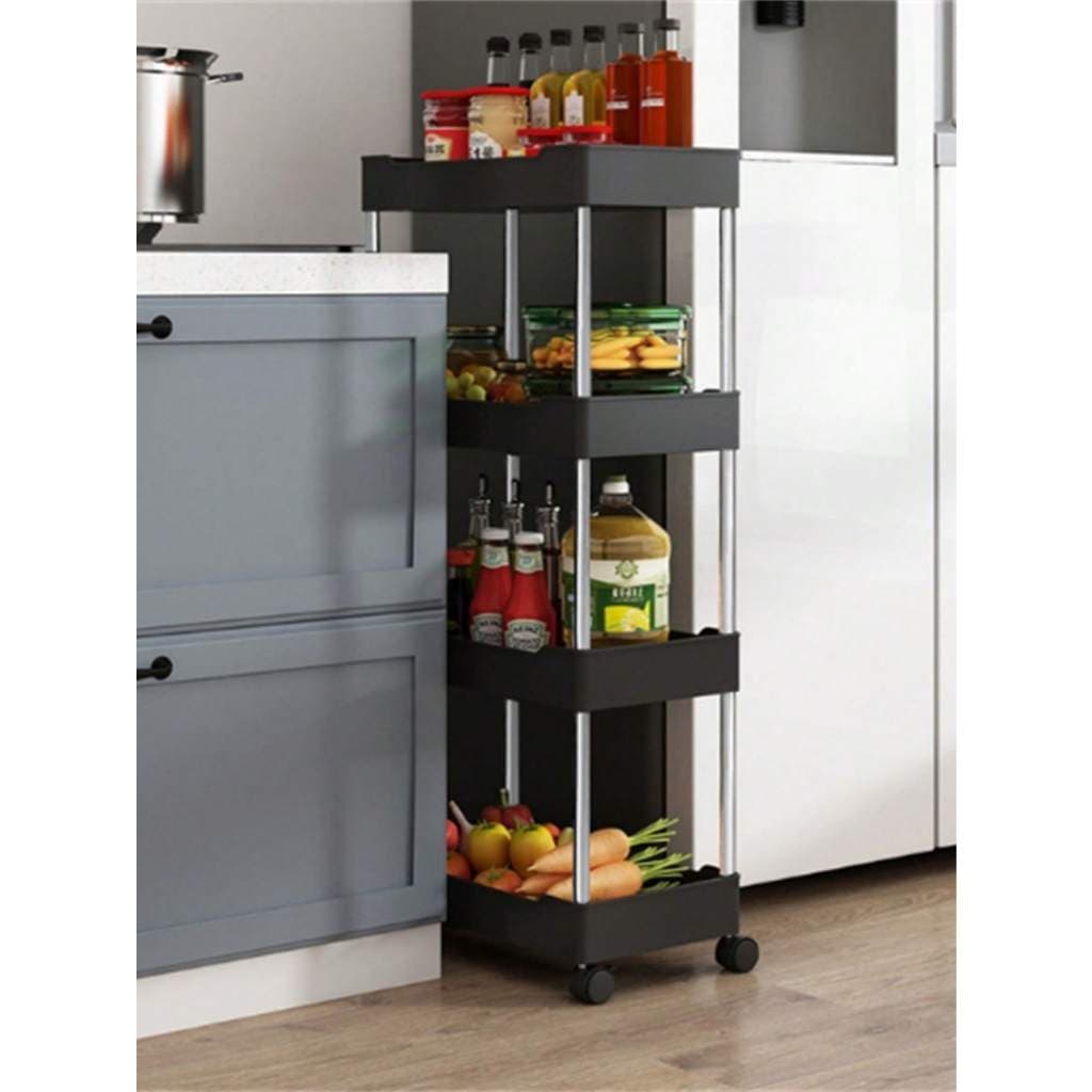Carrinho com rodinhas para armazenamento e organização doméstica 4 Andares