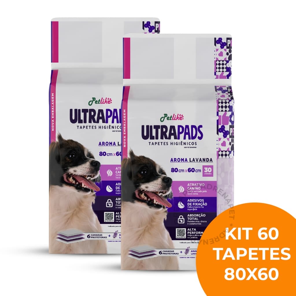 Kit 30/60 Unidades Tapete Higiênico Ultra Pads 80x60cm Aroma Lavanda