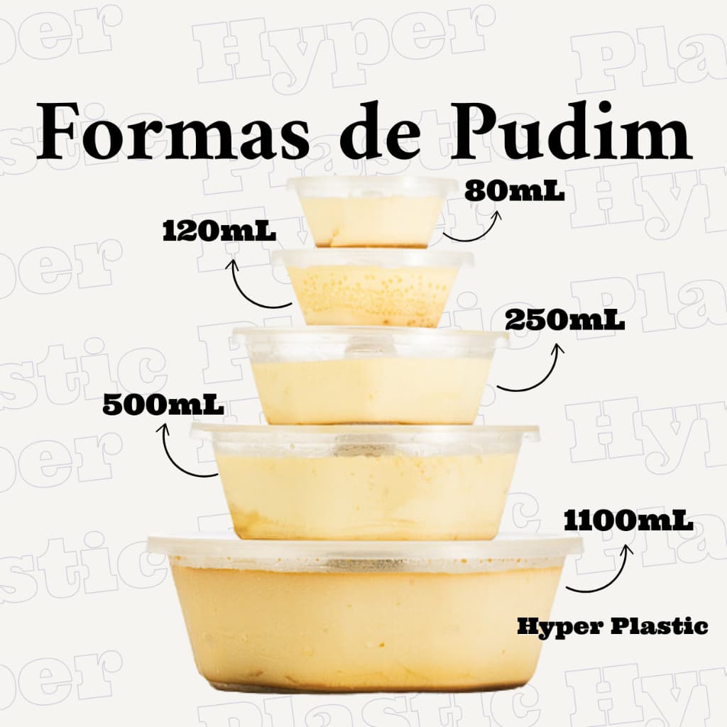 Formas de Pudim 80mL, 90mL, 120mL, 150mL, 250mL, 500mL, 600mL e 1100mL Monte o seu Kit de Formas
