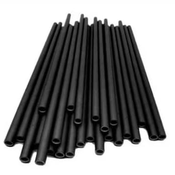 Canudo Preto De Plástico Rigido 20cm Biodegradável Para Drinks 50 Unid.